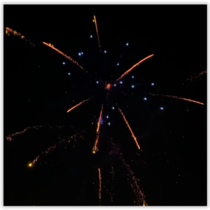 25 shot Willows - Gold Glittering tails to Gold Glitter Willows with Blue Pearls