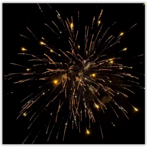 25 shot Lotus - Glittering Gold Brocades with Orange Stars and Gold Strobe Mines